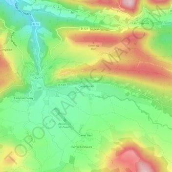 Campferrier topographic map, elevation, terrain
