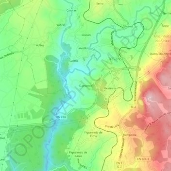 Damonde topographic map, elevation, terrain