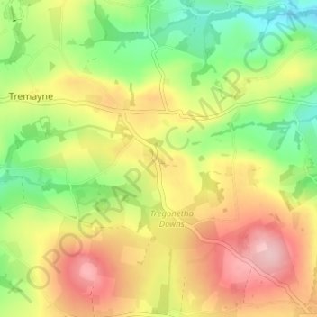 Tregonetha topographic map, elevation, terrain