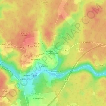 La Rouchouze topographic map, elevation, terrain