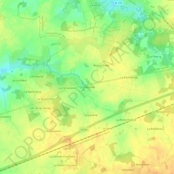 La Proutière topographic map, elevation, terrain