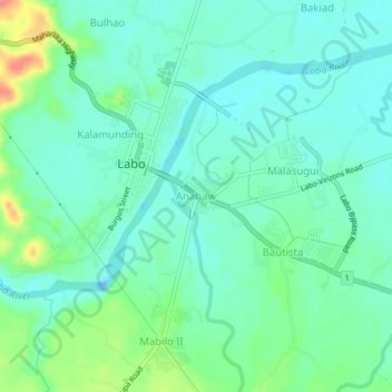 Anahaw topographic map, elevation, terrain