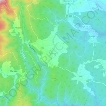 Tourigo topographic map, elevation, terrain