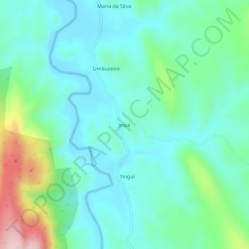Jequi topographic map, elevation, terrain