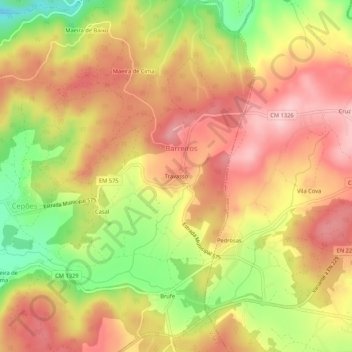 Travasso topographic map, elevation, terrain