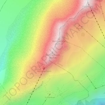 Bettmerhorn topographic map, elevation, terrain