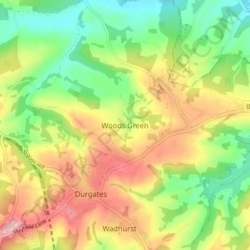 Woods Green topographic map, elevation, terrain