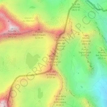 Point de Fond de Chambeyron topographic map, elevation, terrain