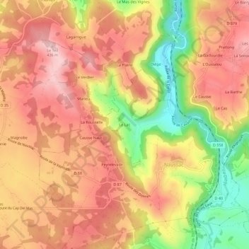 Le Lac topographic map, elevation, terrain