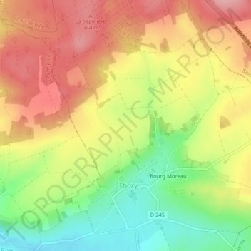 Chavin topographic map, elevation, terrain