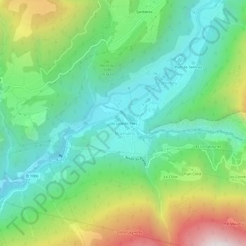 Les Grands Prés topographic map, elevation, terrain