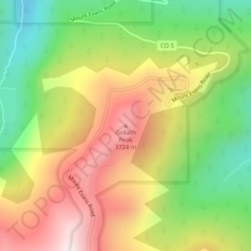 Goliath Peak topographic map, elevation, terrain
