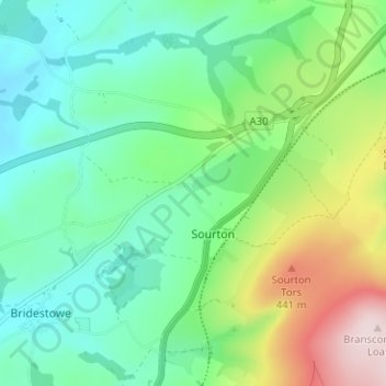 Forda topographic map, elevation, terrain