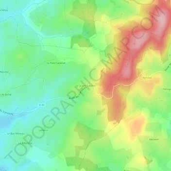 Le Grand Satenot topographic map, elevation, terrain