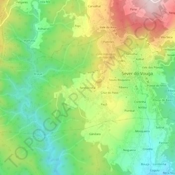 Senhorinha topographic map, elevation, terrain