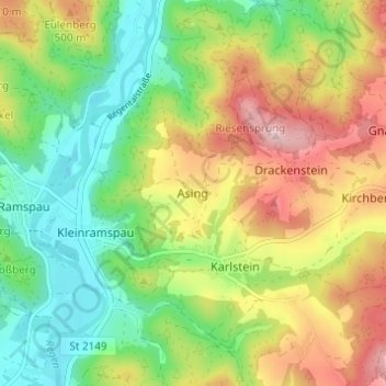 Asing topographic map, elevation, terrain