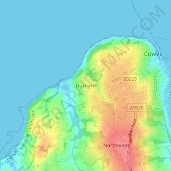 Gurnard topographic map, elevation, terrain
