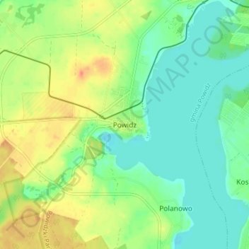Powidz topographic map, elevation, terrain