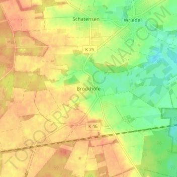 Brockhöfe topographic map, elevation, terrain