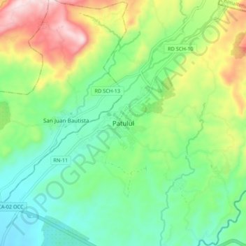 Patulul topographic map, elevation, terrain