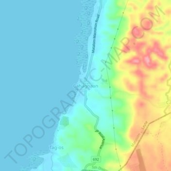 Cahagnaan topographic map, elevation, terrain
