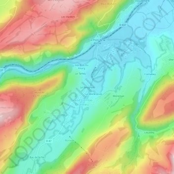 Le Beugnon topographic map, elevation, terrain