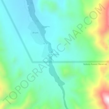 Arsim topographic map, elevation, terrain