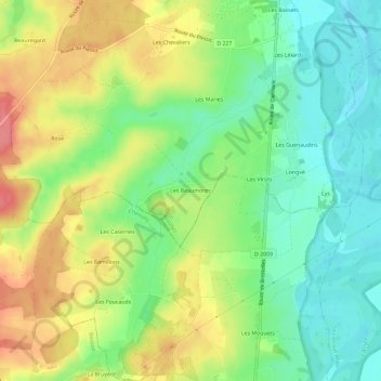 Les Beaumonts topographic map, elevation, terrain
