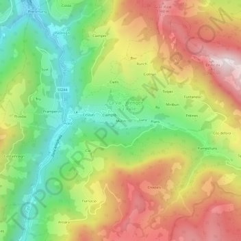 Murin topographic map, elevation, terrain