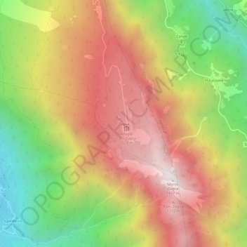 Zugna topographic map, elevation, terrain