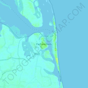 Pazhaverkadu topographic map, elevation, terrain