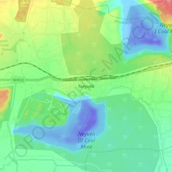 Neyveli topographic map, elevation, terrain