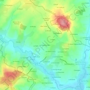 La Beauchardière topographic map, elevation, terrain