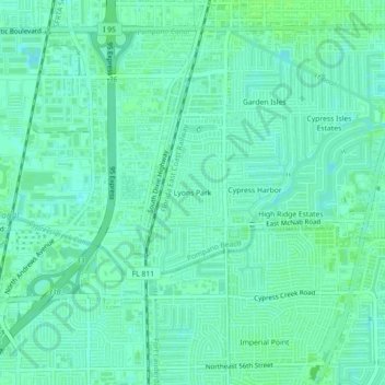 Lyons Park topographic map, elevation, terrain