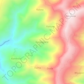 Daenggune topographic map, elevation, terrain