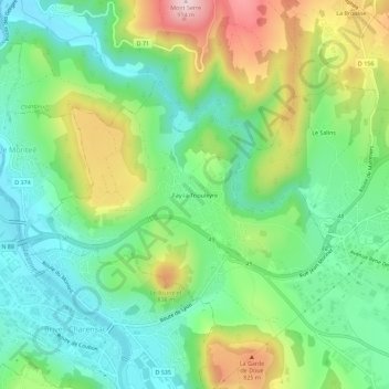 Fay-la-Triouleyre topographic map, elevation, terrain
