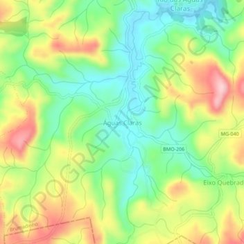 Águas Claras topographic map, elevation, terrain