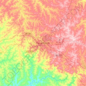 Passo Fundo topographic map, elevation, terrain