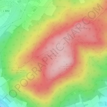 Wollenberg topographic map, elevation, terrain