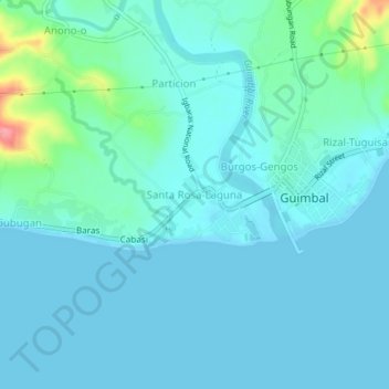 Santa Rosa‑Laguna topographic map, elevation, terrain