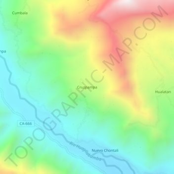 Cruzpampa topographic map, elevation, terrain