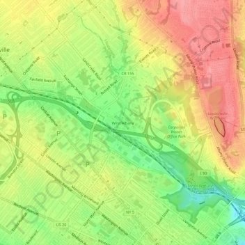 West Albany topographic map, elevation, terrain