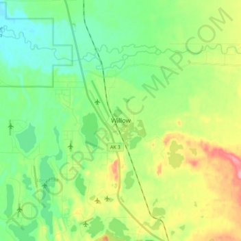 Willow topographic map, elevation, terrain