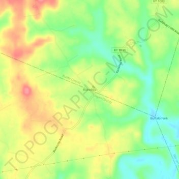 Richelieu topographic map, elevation, terrain