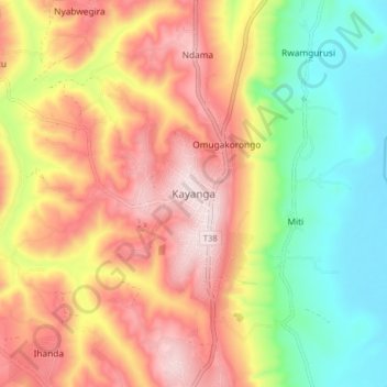 Kayanga topographic map, elevation, terrain