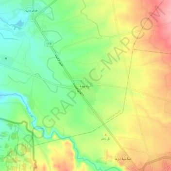 Al-Yaduda topographic map, elevation, terrain