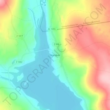 Norråker topographic map, elevation, terrain