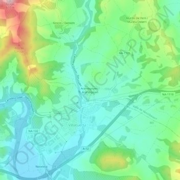 Arandigoyen topographic map, elevation, terrain