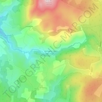 Coulagnes-Hautes topographic map, elevation, terrain