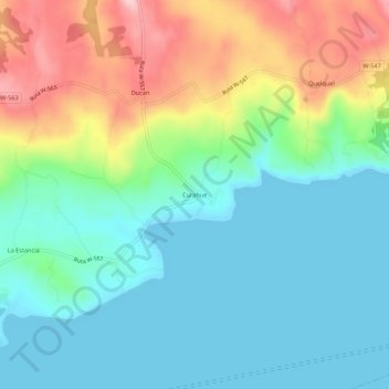 Curahue topographic map, elevation, terrain